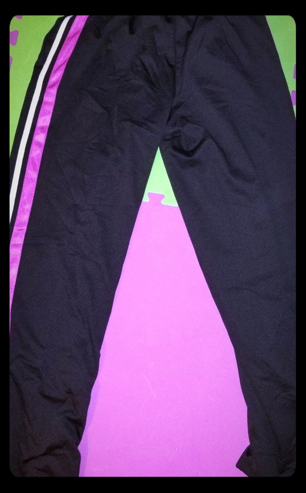 Black, white and pink track pants
